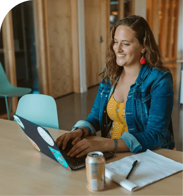 Happy user on a laptop