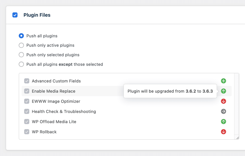 Plugin version comparison